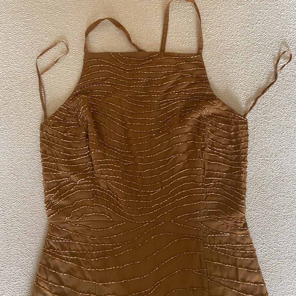 French Connection Brown Beaded dress with slit